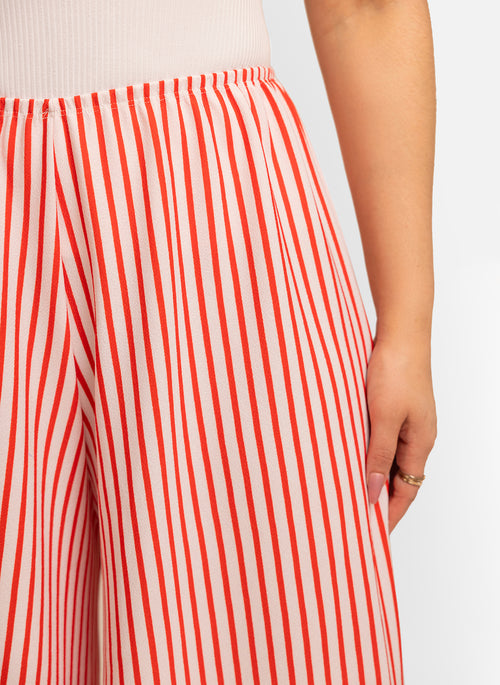 Emma Striped Palazzo Pants - Red