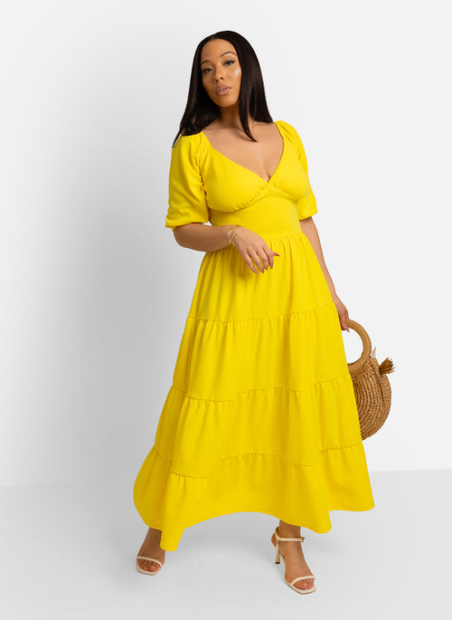 Demeter Tiered Maxi A Line Dress