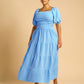 Lana Ruched Skater Tiered Maxi Dress - Blue