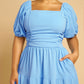 Lana Ruched Skater Tiered Maxi Dress - Blue