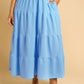 Lana Ruched Skater Tiered Maxi Dress - Blue