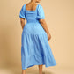 Lana Ruched Skater Tiered Maxi Dress - Blue