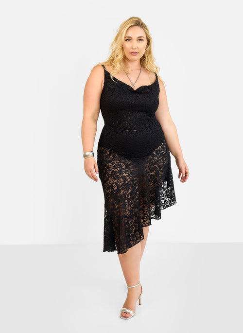 In Connection Ruffle Lace Midi Dress