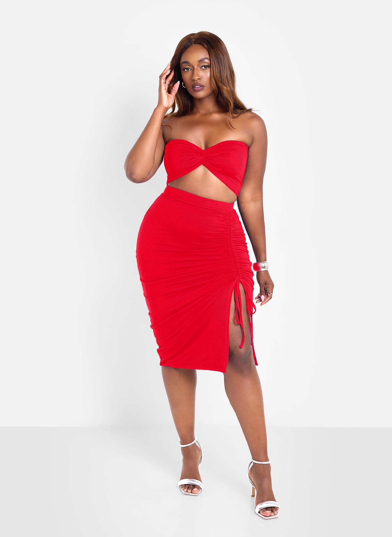 Jaycie Sweetheat Bandeu Top - Red