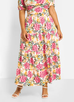 Lana Ruched Skater Maxi Dress - Floral