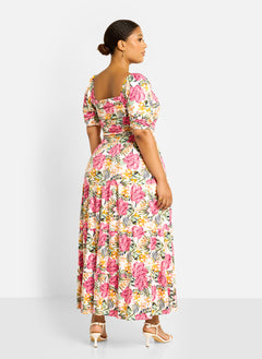 Lana Ruched Skater Maxi Dress - Floral