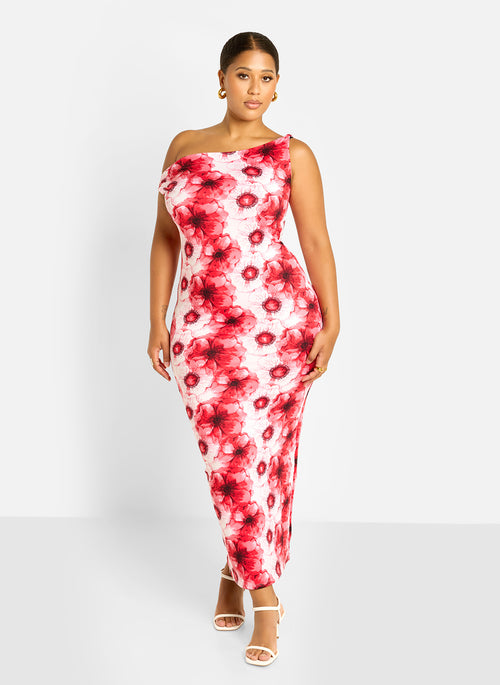 Stephanie Knotted Sleeve Bodycon Maxi Dress - Floral