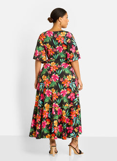 Felina Floral Print Skater Maxi Dress