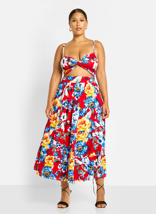 Analise Floral Print Skater Maxi Skirt