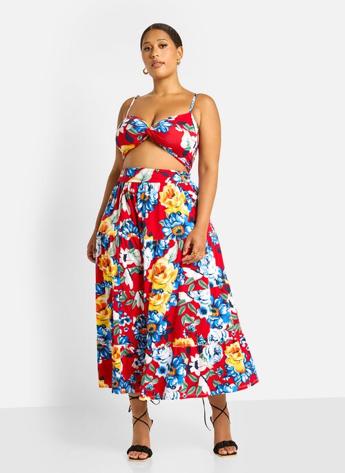 Analise Floral Print Skater Maxi Skirt