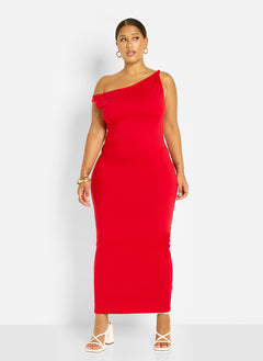 Stephanie Knotted Sleeve Bodycon Maxi Dress - Red