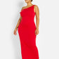 Stephanie Knotted Sleeve Bodycon Maxi Dress - Red