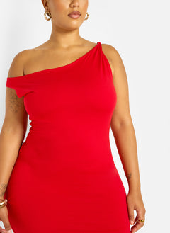 Stephanie Knotted Sleeve Bodycon Maxi Dress - Red