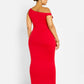 Stephanie Knotted Sleeve Bodycon Maxi Dress - Red