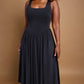 Lillian Asymmetrical Waist Skater Midi Dress