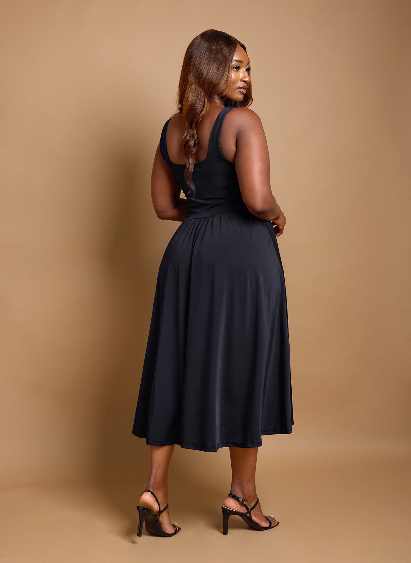 Lillian Asymmetrical Waist Skater Midi Dress