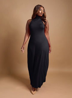 Kimmy Turtleneck Bodycon Maxi Dress - Black