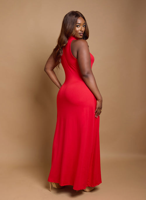 *Pre-Sale* Kimmy Turtleneck Bodycon Maxi Dress - Red