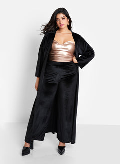 Rhiannon Velvet Tie Front Longline Duster