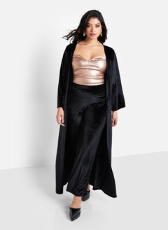 Rhiannon Velvet Tie Front Longline Duster