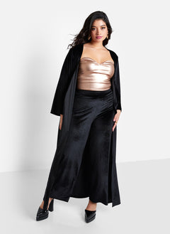 Rhiannon Velvet Tie Front Longline Duster