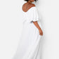 Rock The Boat Ruffle Over The Shoulder Side Slit Skater Maxi Dress