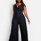Sadie Textured Cowl Neck Wide Leg Jumpsuit
