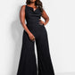 Sadie Textured Cowl Neck Wide Leg Jumpsuit