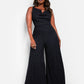 Sadie Textured Cowl Neck Wide Leg Jumpsuit