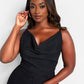 Sadie Textured Cowl Neck Wide Leg Jumpsuit