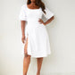 Samantha Puff Sleeve Midi A Line Dress