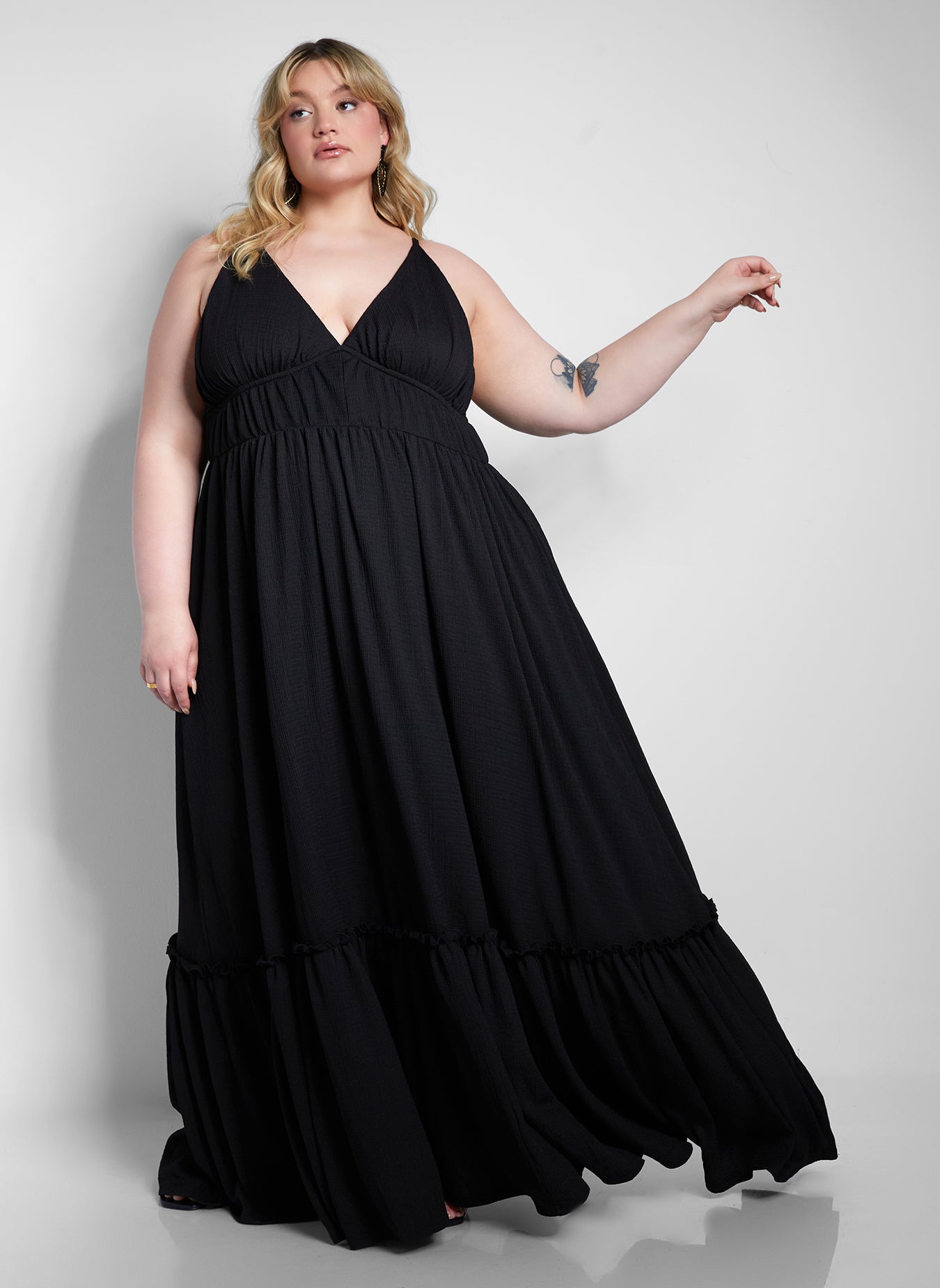 Sasha Tiered Maxi A Line Dress - Black