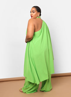 Sedona Halter Asymmetrical Longline Top - Neon Green