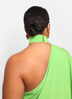 Sedona Halter Asymmetrical Longline Top - Neon Green