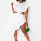Selfie Ready Cut Out High Slit Midi Skater Dress - White
