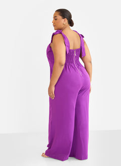 Selma Tie Strap Corset Wide Leg Jumpsuit - Purple