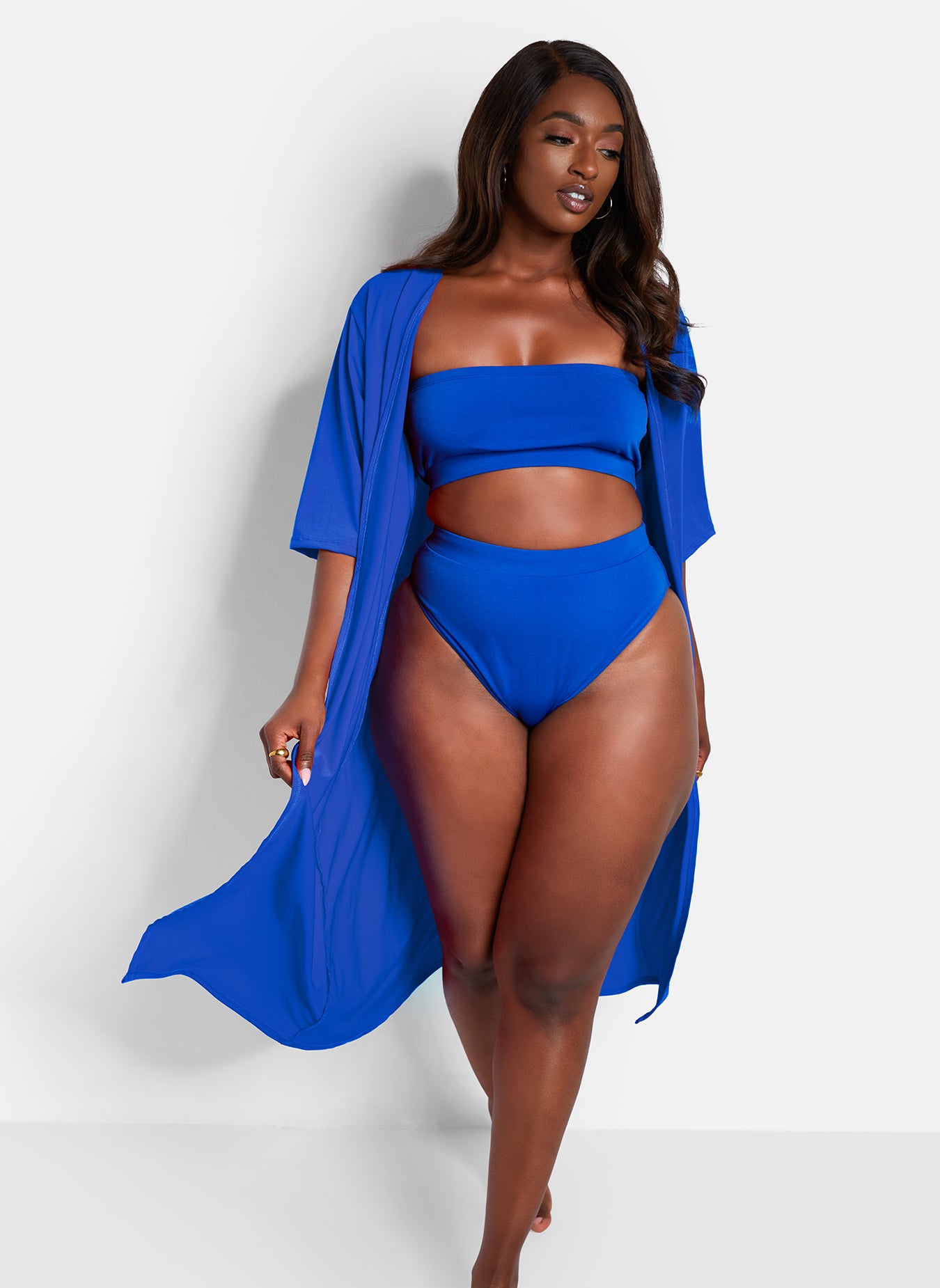 Shore Thing Short Sleeve Open Front Cover-Up - Royal Blue