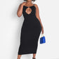 Should I Ask Keyhole Strappy Bodycon Maxi Dress