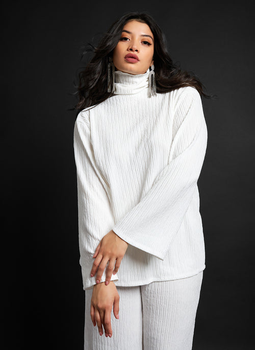 Sima Textured Flare Sleeve Blouse