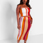 Spark Joy Stripe Print Cut Out Midi Bodycon Dress