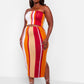 Spark Joy Stripe Print Cut Out Midi Bodycon Dress