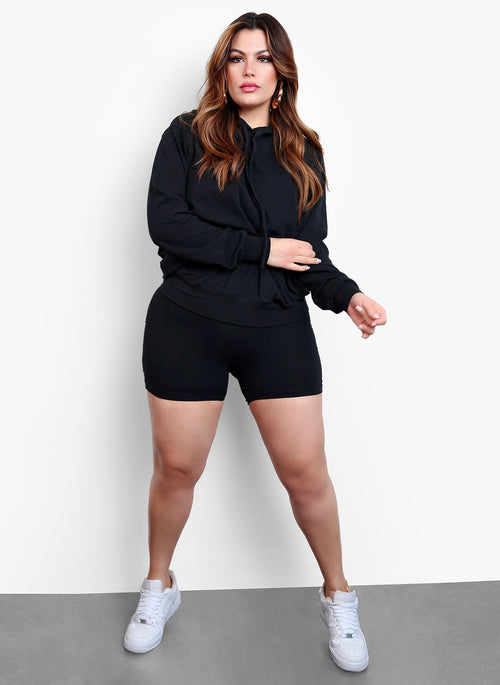 Sport Mode Hooded Sweatshirt & Shorts Set