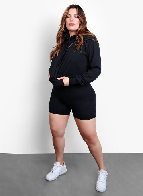 Sport Mode Hooded Sweatshirt & Shorts Set