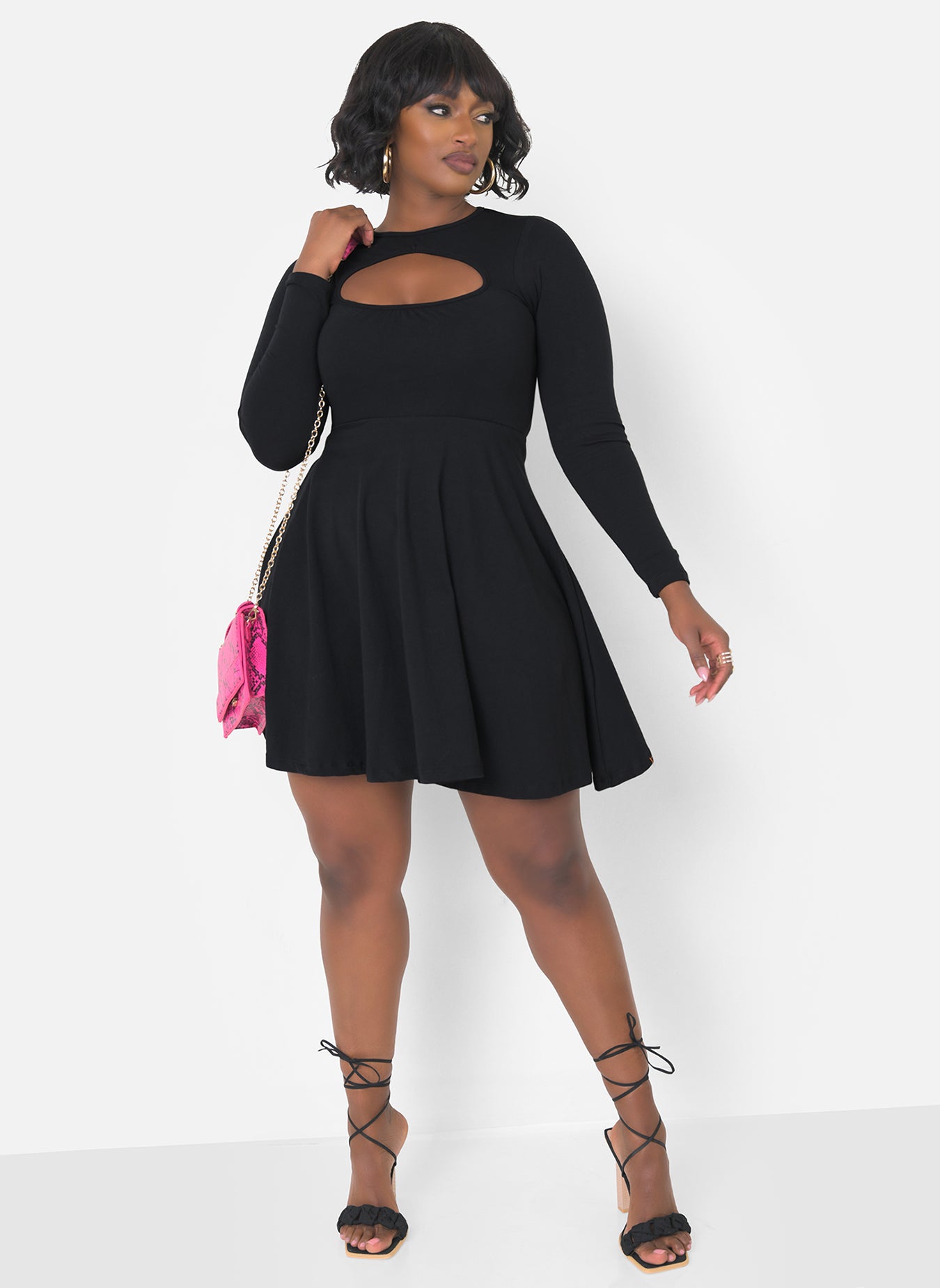 Sweetheart Long Sleeve Skater Mini Dress