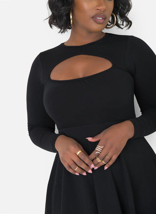 Sweetheart Long Sleeve Skater Mini Dress