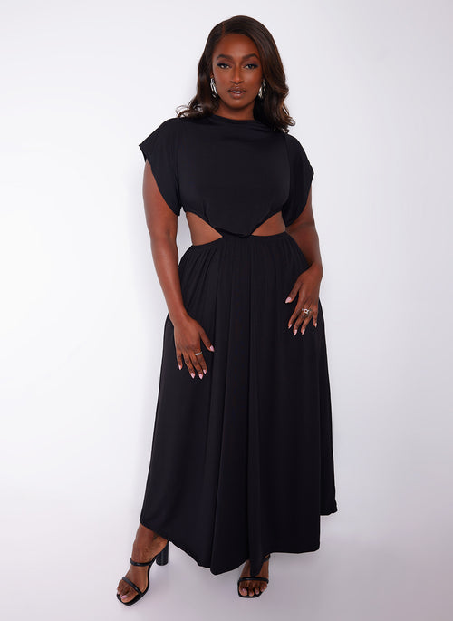 Sydney Cut Out Maxi A Line Dress - Black