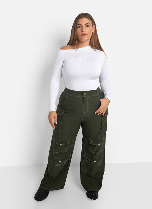 The Nominee Asymmetrical Neckline Bodysuit