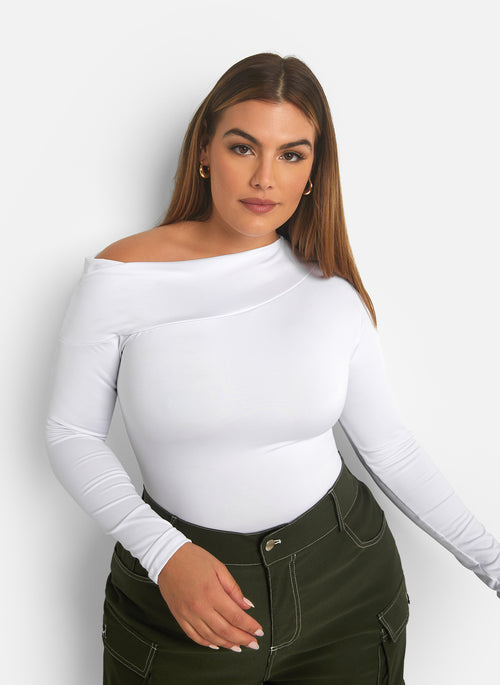 The Nominee Asymmetrical Neckline Bodysuit