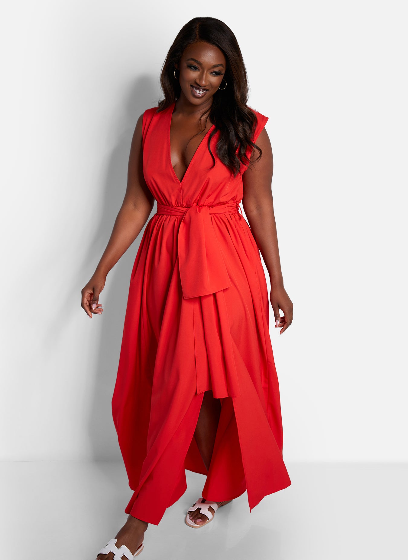 Zoe Maxi A Line Dress - Red