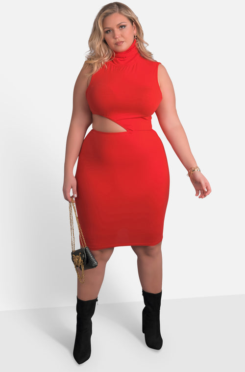 Turn Back Around Cut Out Turtleneck Bodycon Mini Dress